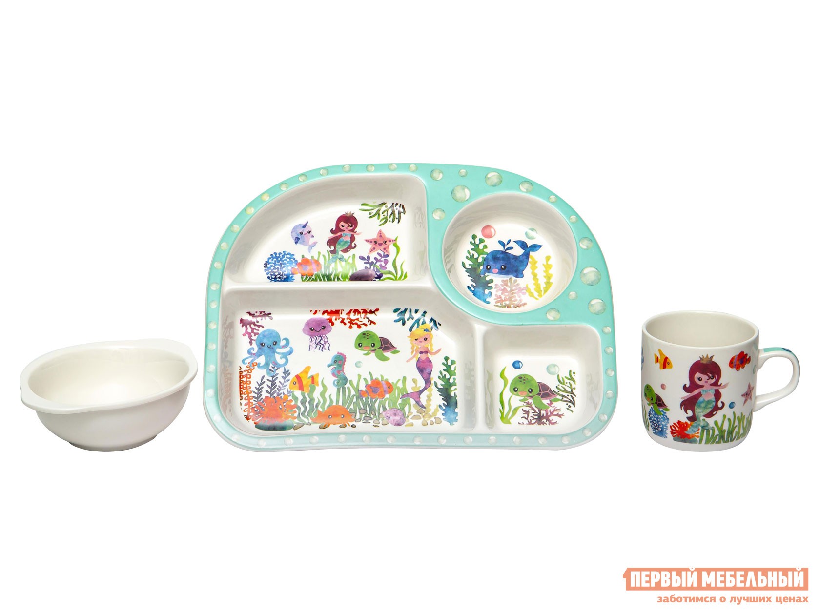 Набор детской посуды  Русалочка 3 предмета Белый, фарфор