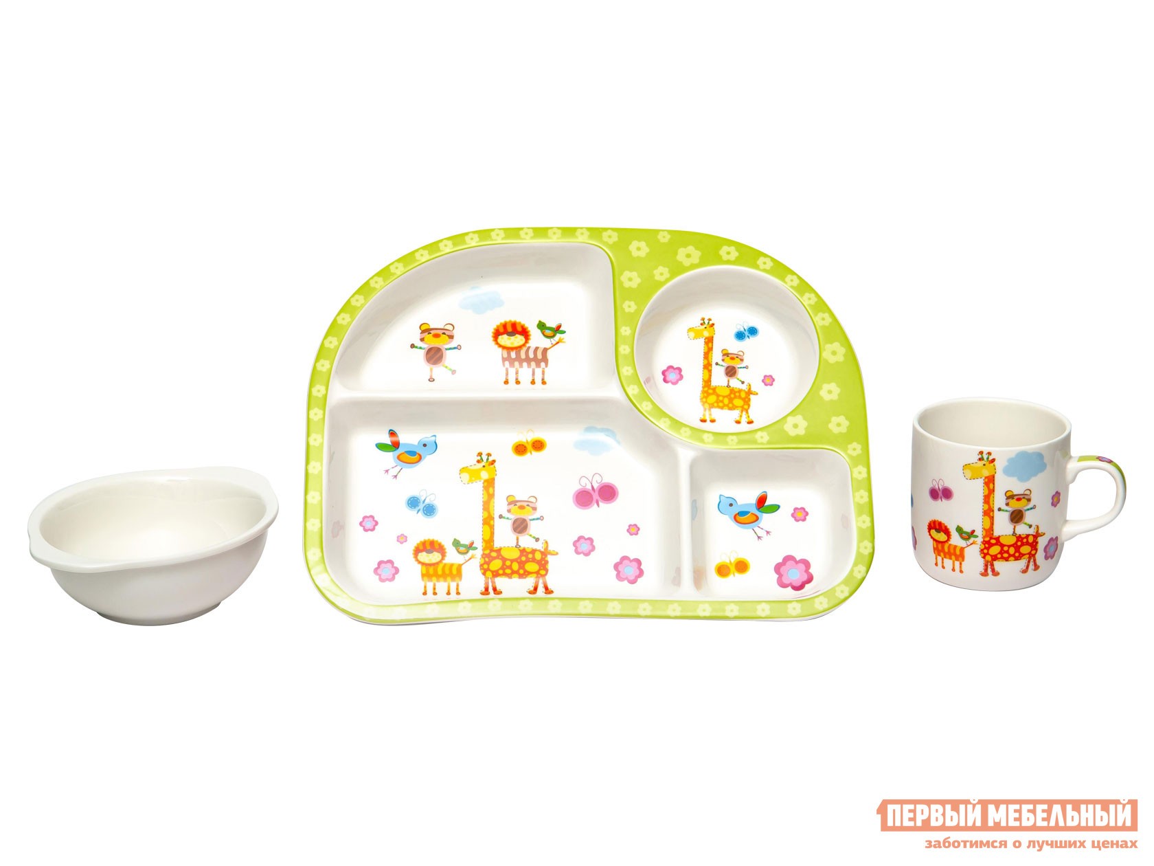Набор детской посуды  Зоопарк 3 предмета Белый, фарфор