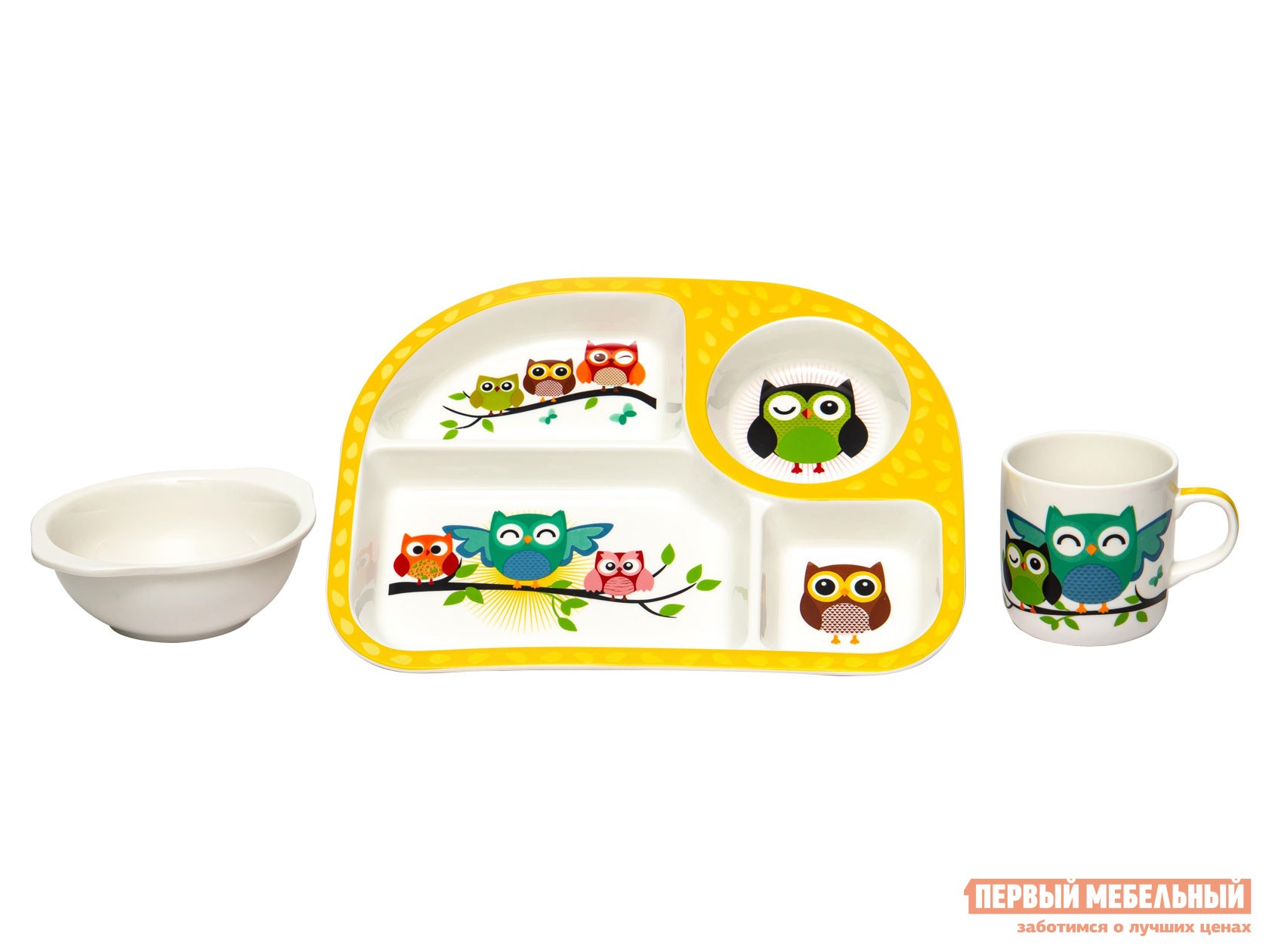 Набор детской посуды  Совята 3 предмета Белый, фарфор