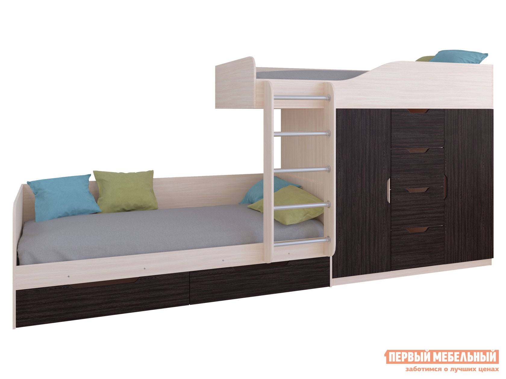 Двухъярусная кровать  Астра 6 Дуб Молочный, Венге