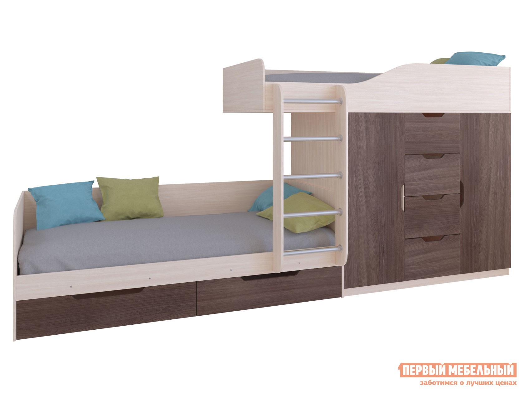 Двухъярусная кровать  Астра 6 Дуб Молочный, Дуб Шамони