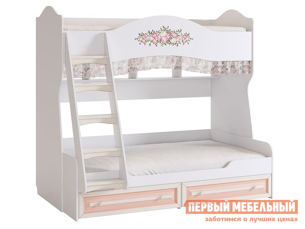 Двухъярусная кровать  Алиса Белый / Крем