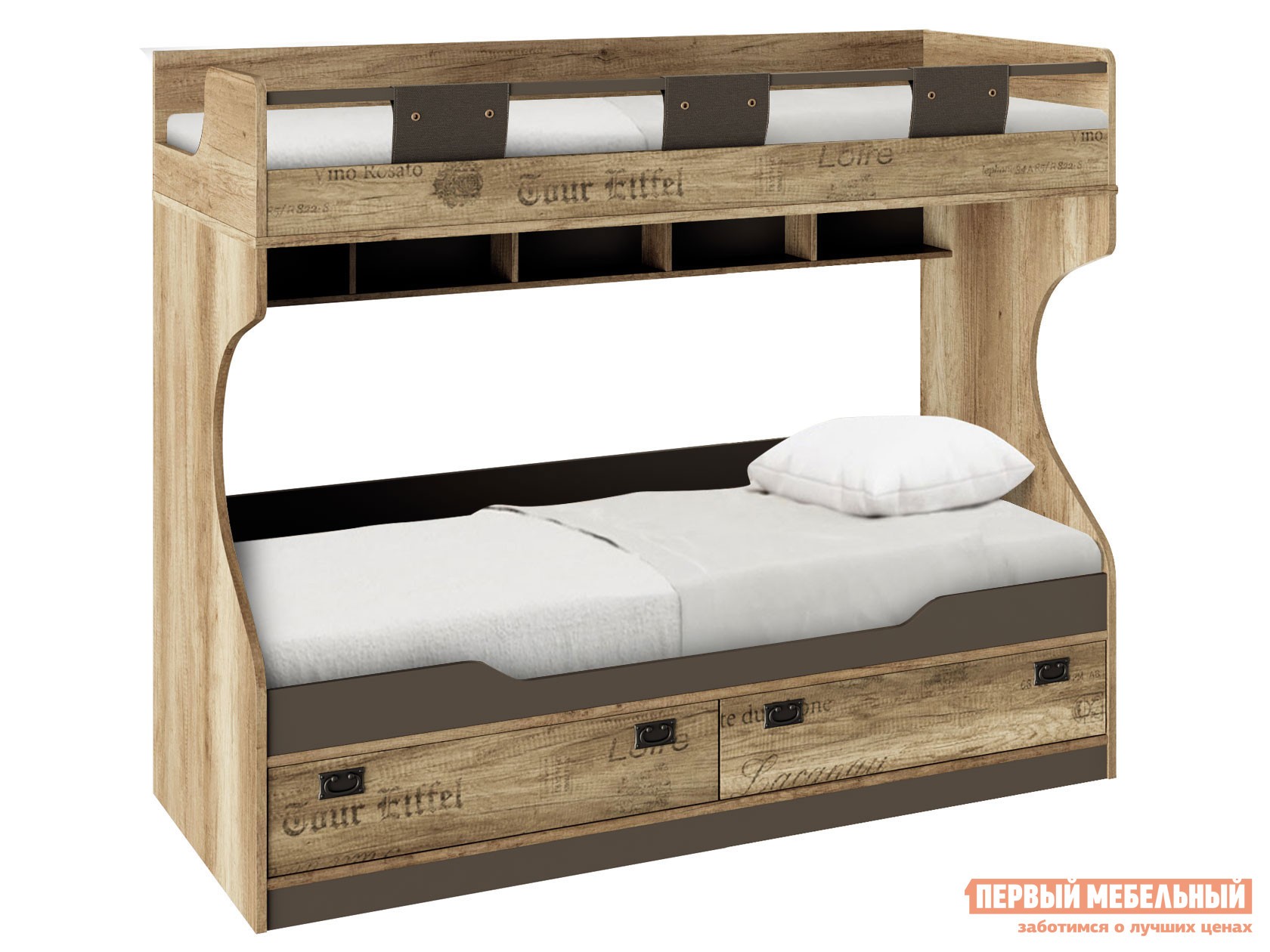 Двухъярусная кровать  Пилигрим Дуб Каньон светлый / Серый