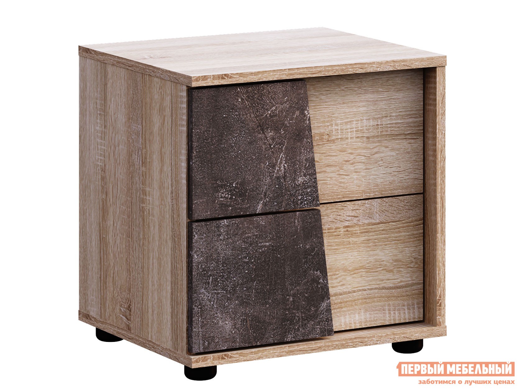 Прикроватная тумбочка  САНРЕМО Дуб Сонома светлый / Ателье темное, Левая