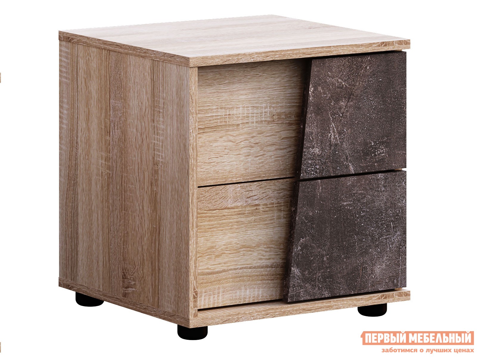 Прикроватная тумбочка  САНРЕМО Дуб Сонома светлый / Ателье темное, Правая