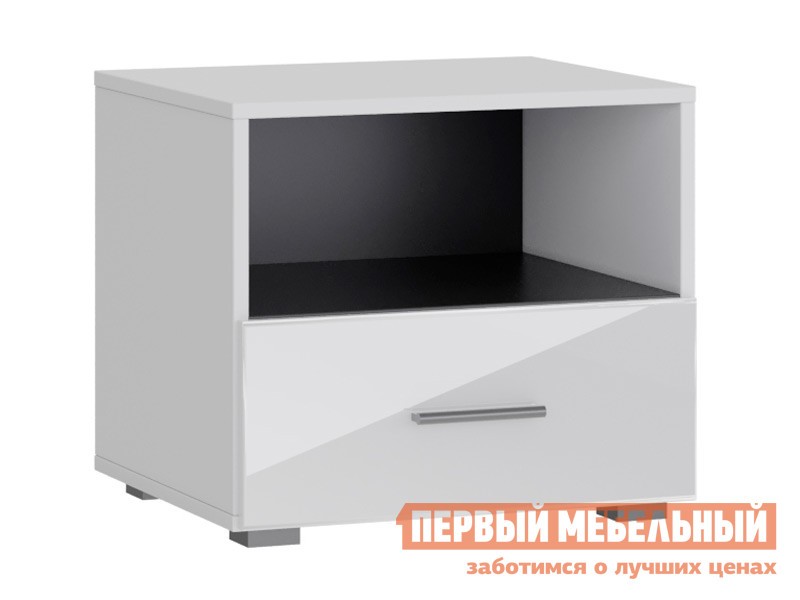 Прикроватная тумбочка  Глосс Белый / Белый глянец