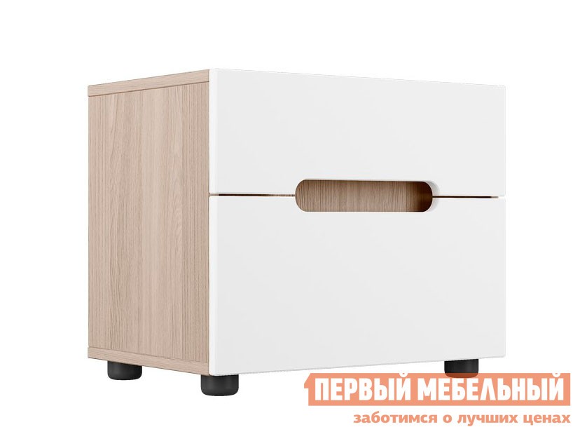 Прикроватная тумбочка  Палермо Ясень Шимо светлый / Белый глянец