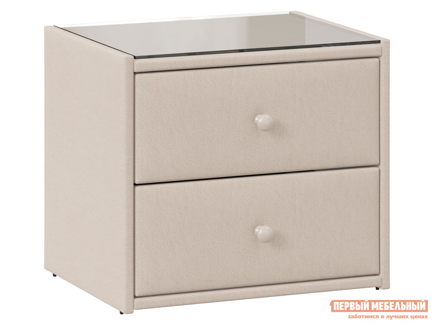 Прикроватная тумбочка  Куба Светло-бежевый, велюр