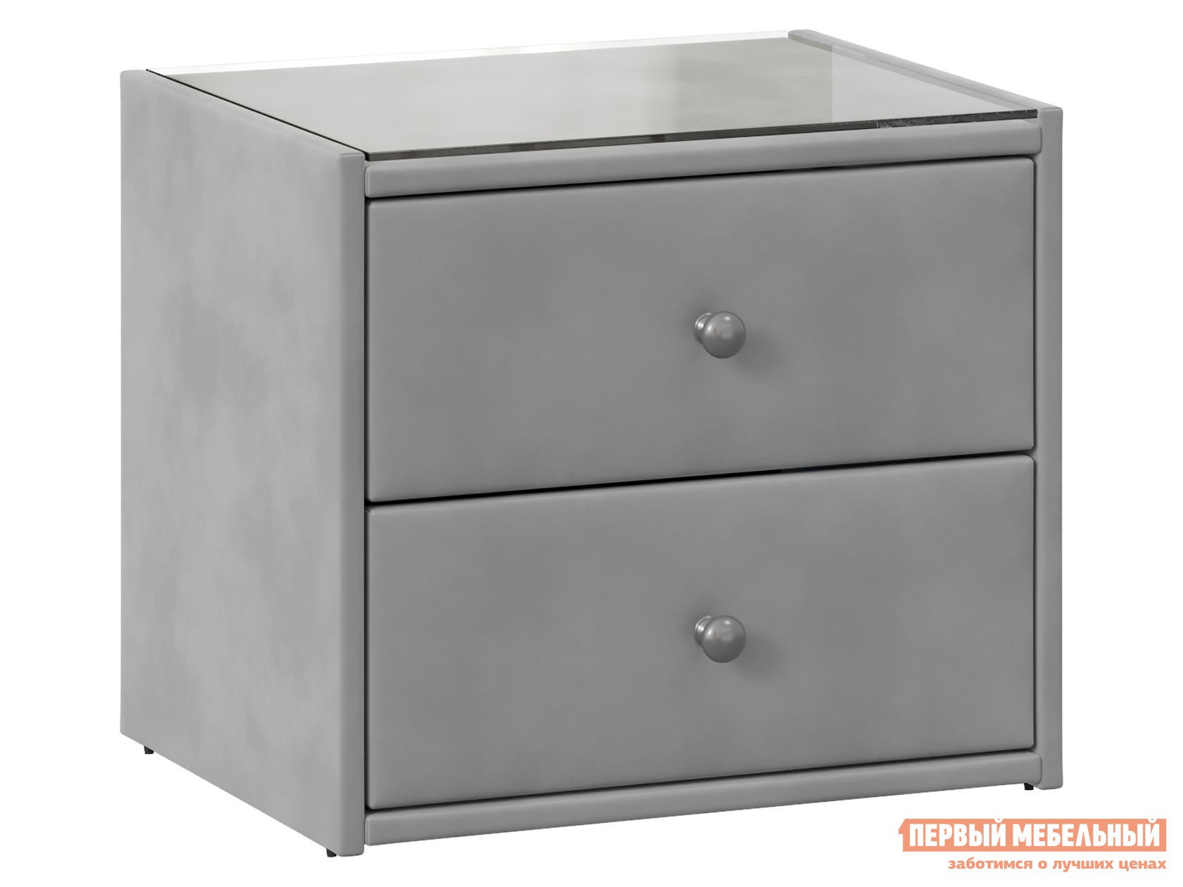 Прикроватная тумбочка  Куба Серый, велюр