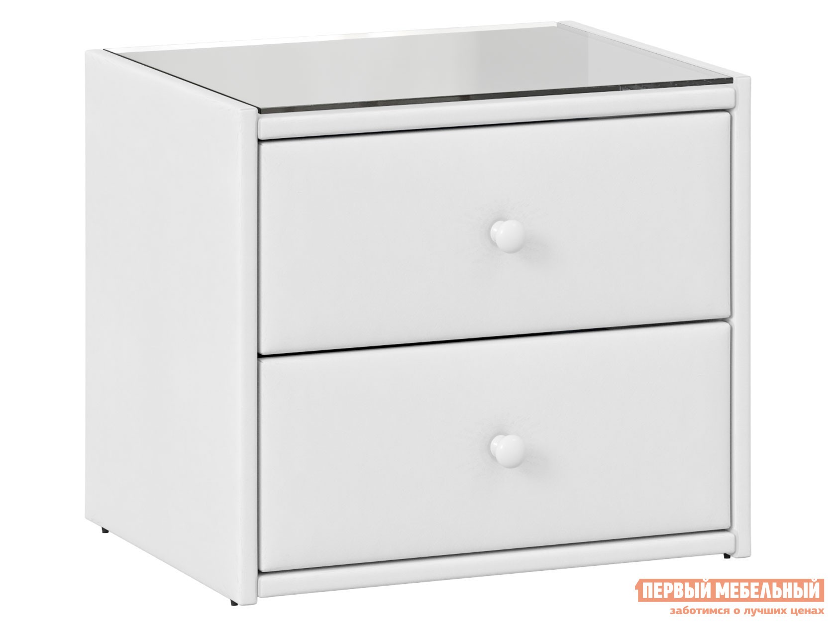 Прикроватная тумбочка  Куба Белый, кожзам