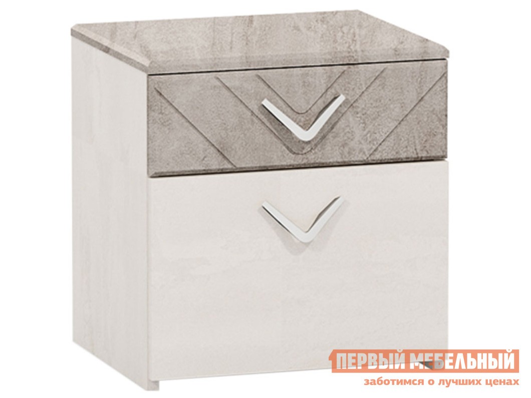 Прикроватная тумбочка  Амелия 13.78 Шелковый камень / Бетон Чикаго беж