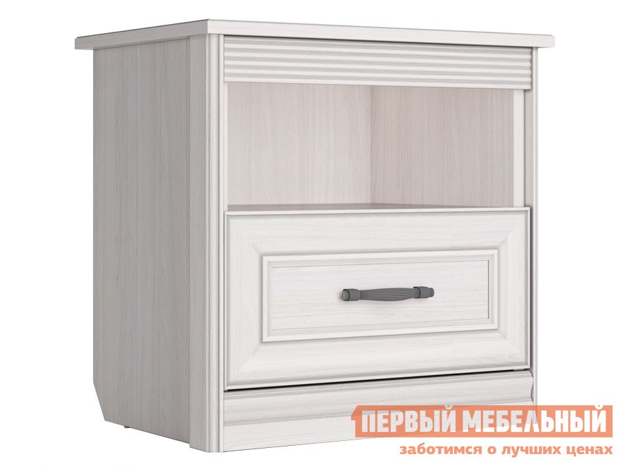 Прикроватная тумбочка  Неаполь Ясень Анкор светлый / Патина серебро