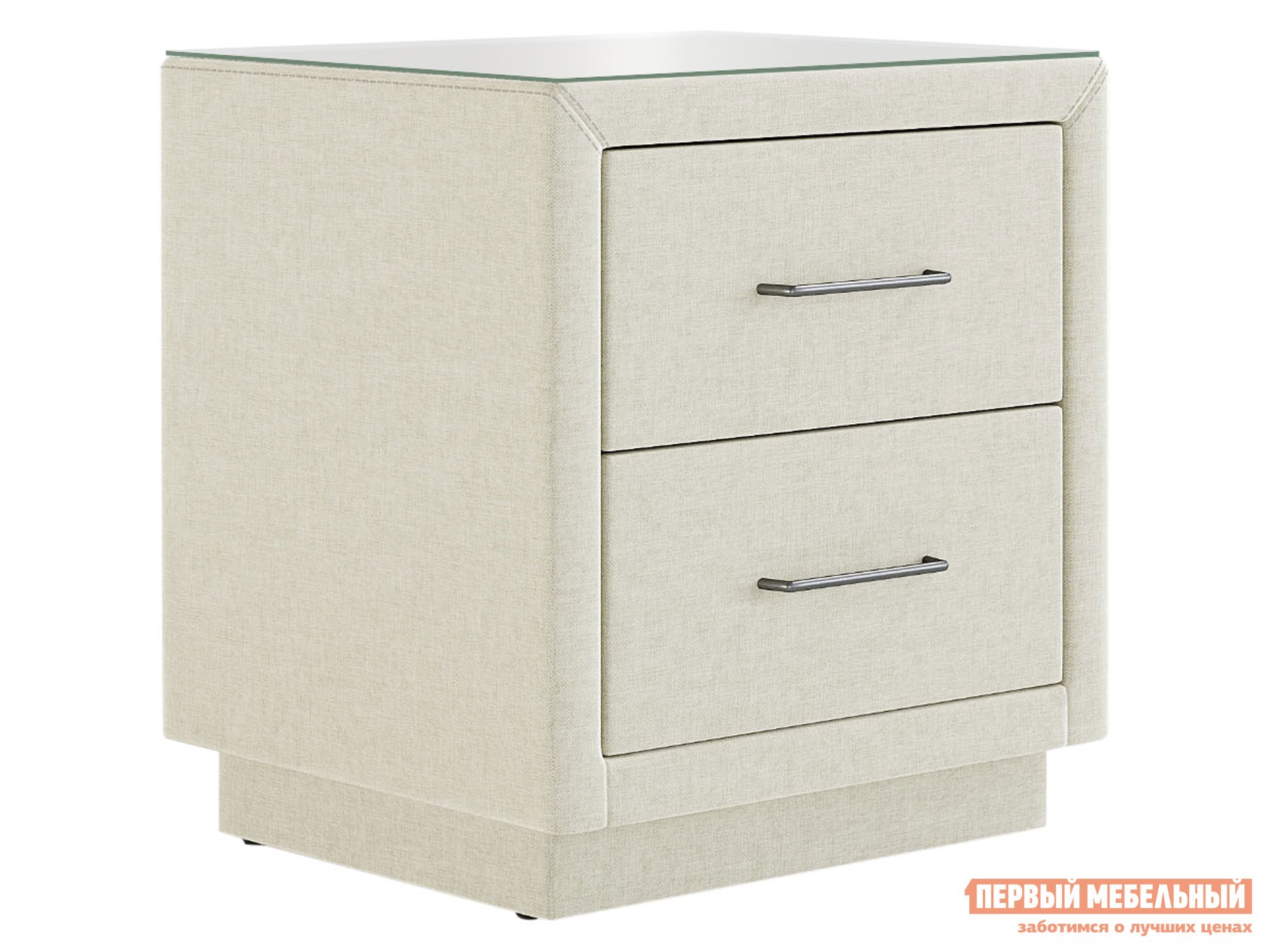 Прикроватная тумбочка  Модерн Латте, велюр, Со стеклом