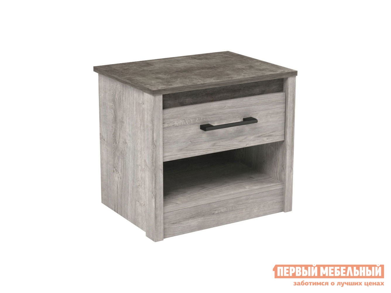 Прикроватная тумбочка  Денвер Риббек серый / Камень темный