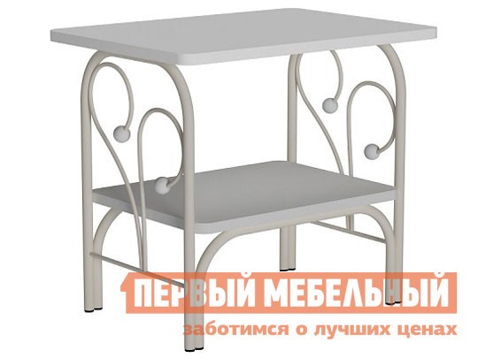 Прикроватная тумбочка  Сандра Кремовый, металл / Белый, массив