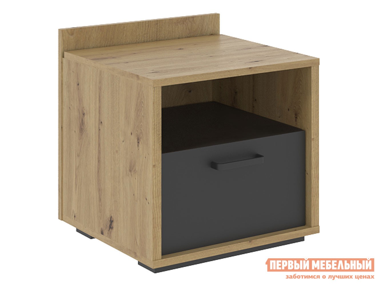 Прикроватная тумбочка  KUBO Дуб Артизан / Черный матовый, Без блока питания