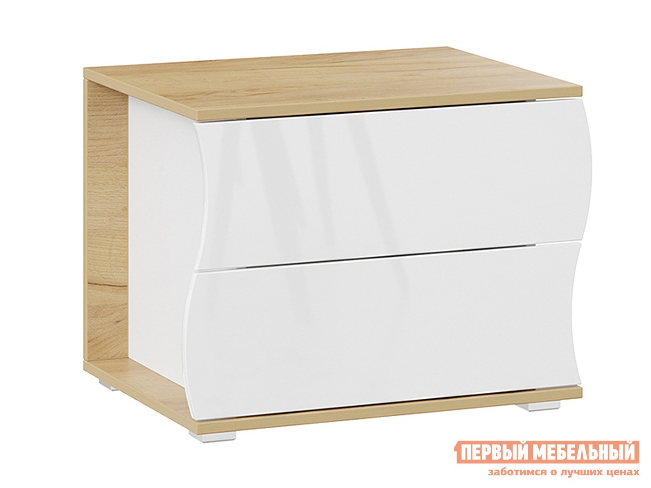 Прикроватная тумбочка  Миранда Дуб Крафт золотой / Белый глянец