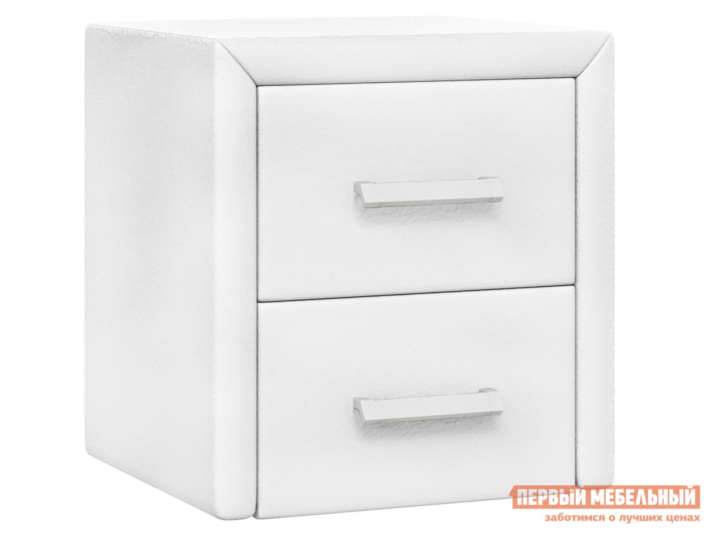 Прикроватная тумбочка  Женева Белый, экокожа