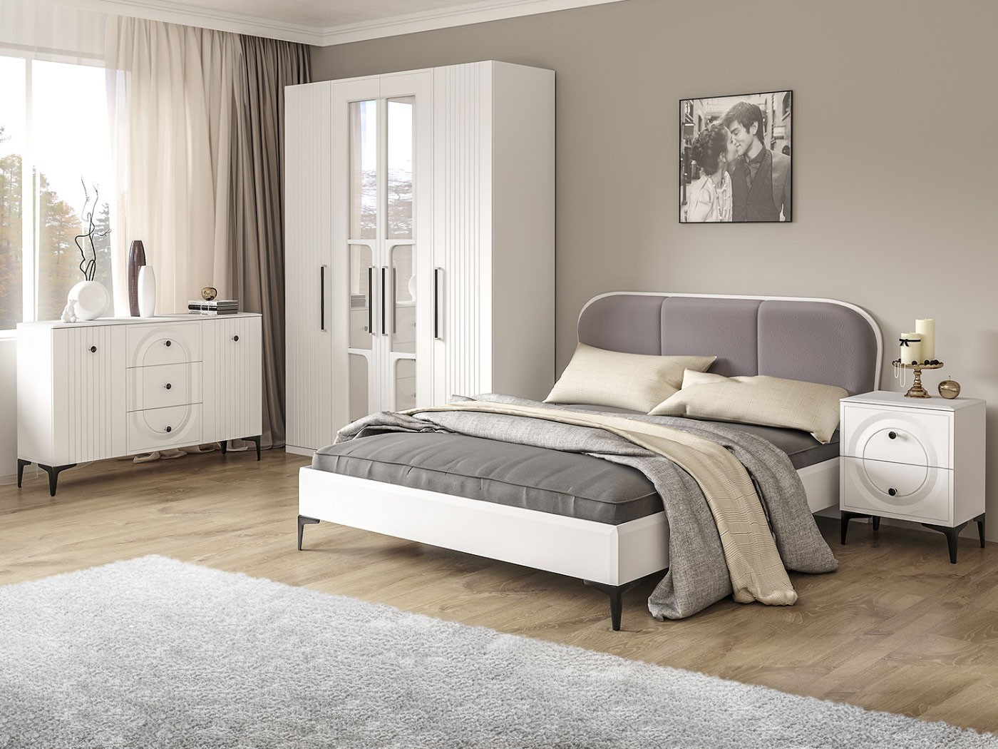 Спальный гарнитур  Валенсия Белый / Графит