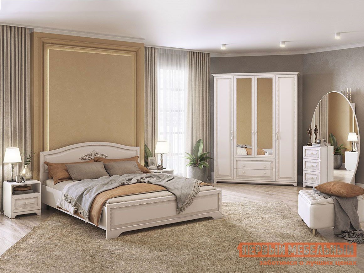 Спальный гарнитур  Белла 3 Белый / Джелато софт