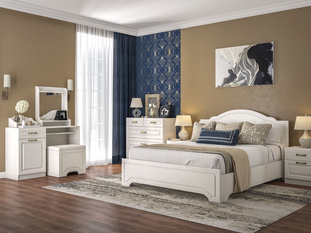 Спальный гарнитур  Ливерпуль Ясень Ваниль / Белый