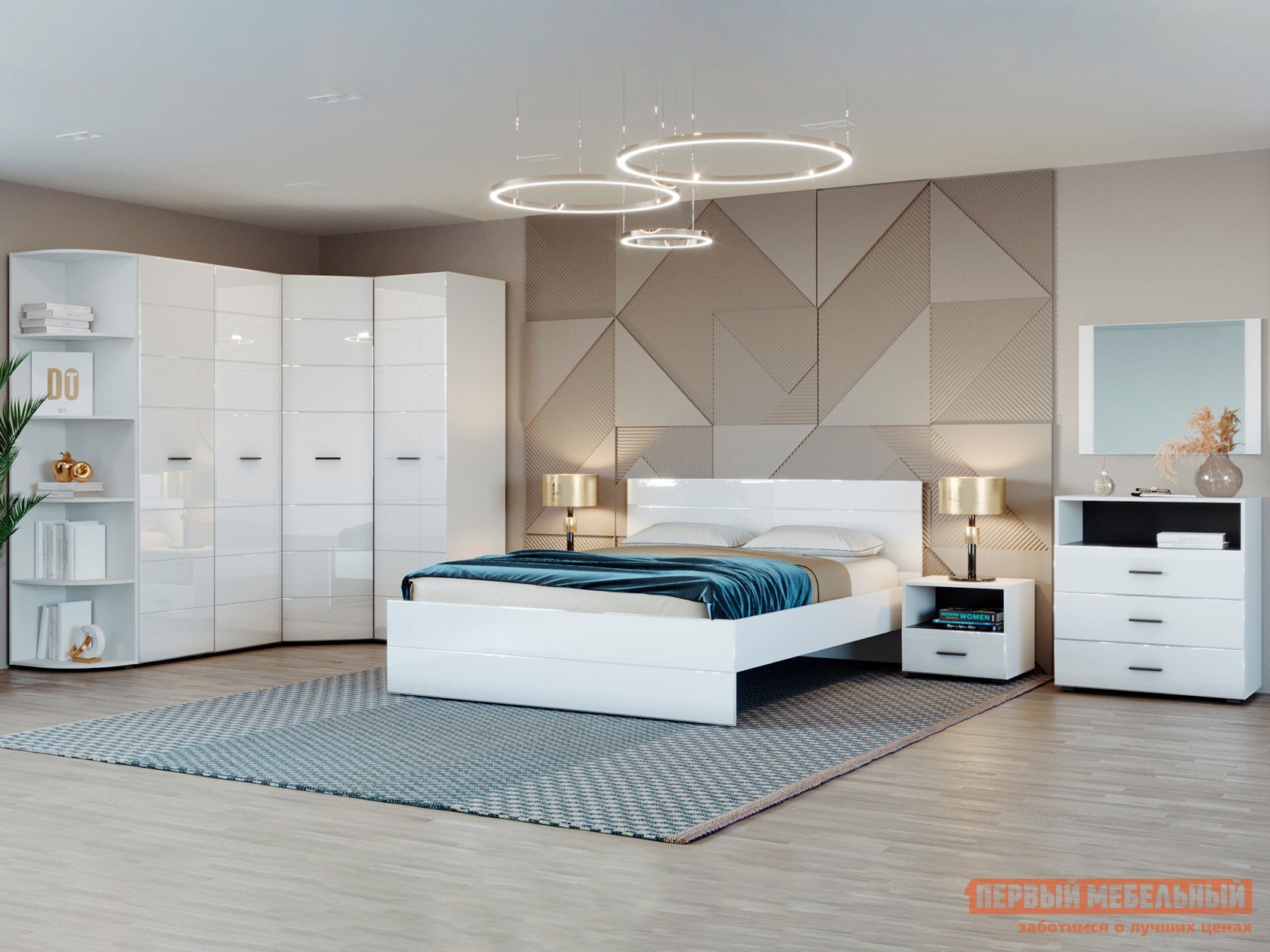 Спальный гарнитур  Глосс 2 Белый / Белый глянец