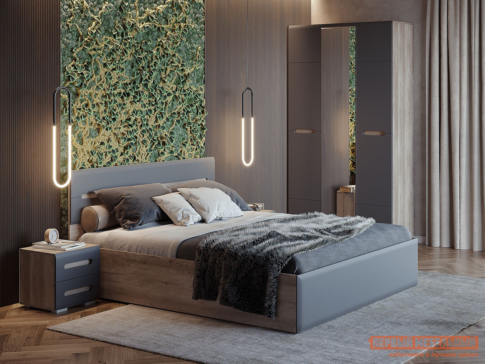 Спальный гарнитур  Наоми Лайт 3 Дуб Каньон / Графит нубук