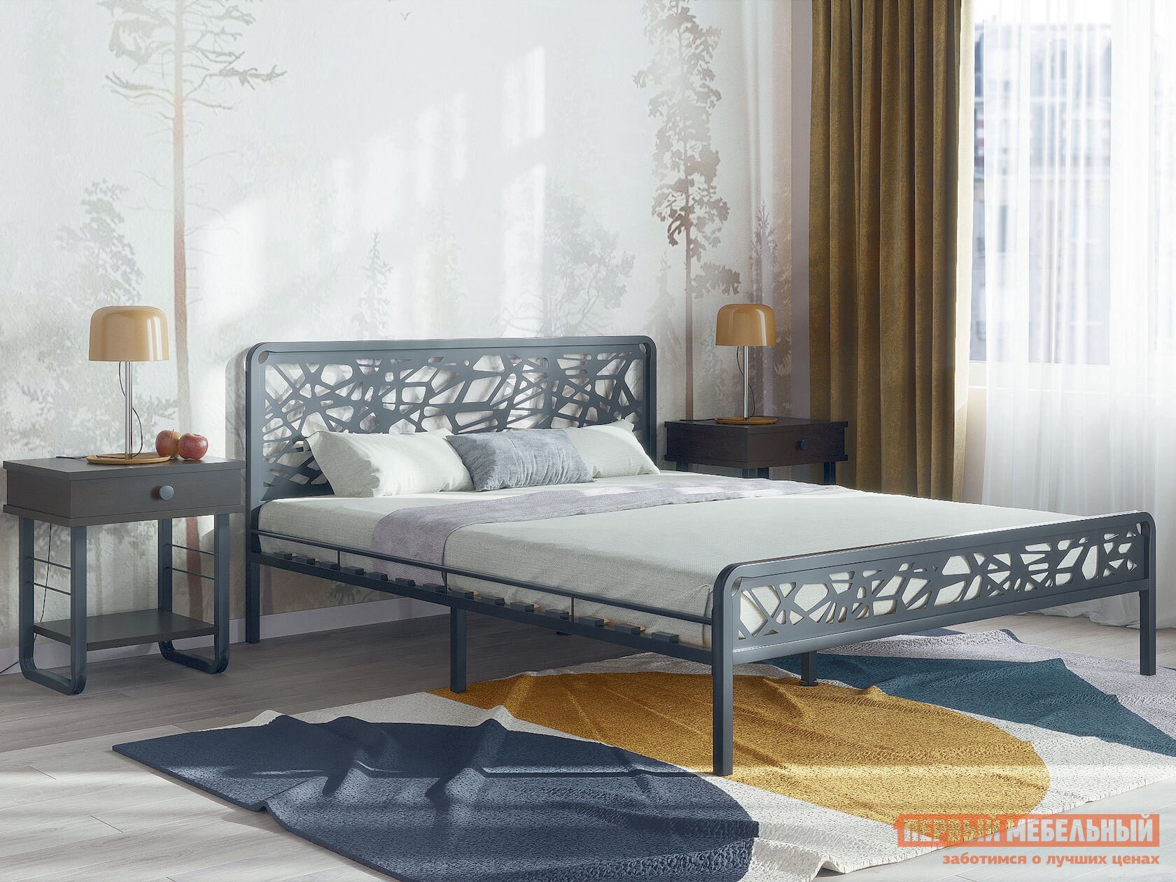 Спальный гарнитур  Орион Венге / Черный, металл