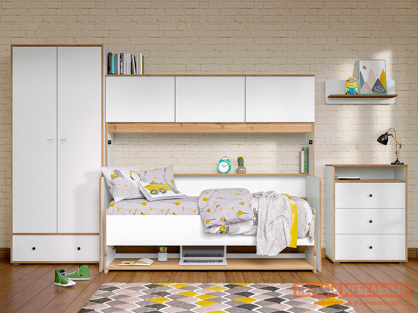 Комплект детской мебели  Вуди Дуб золотой / Белый