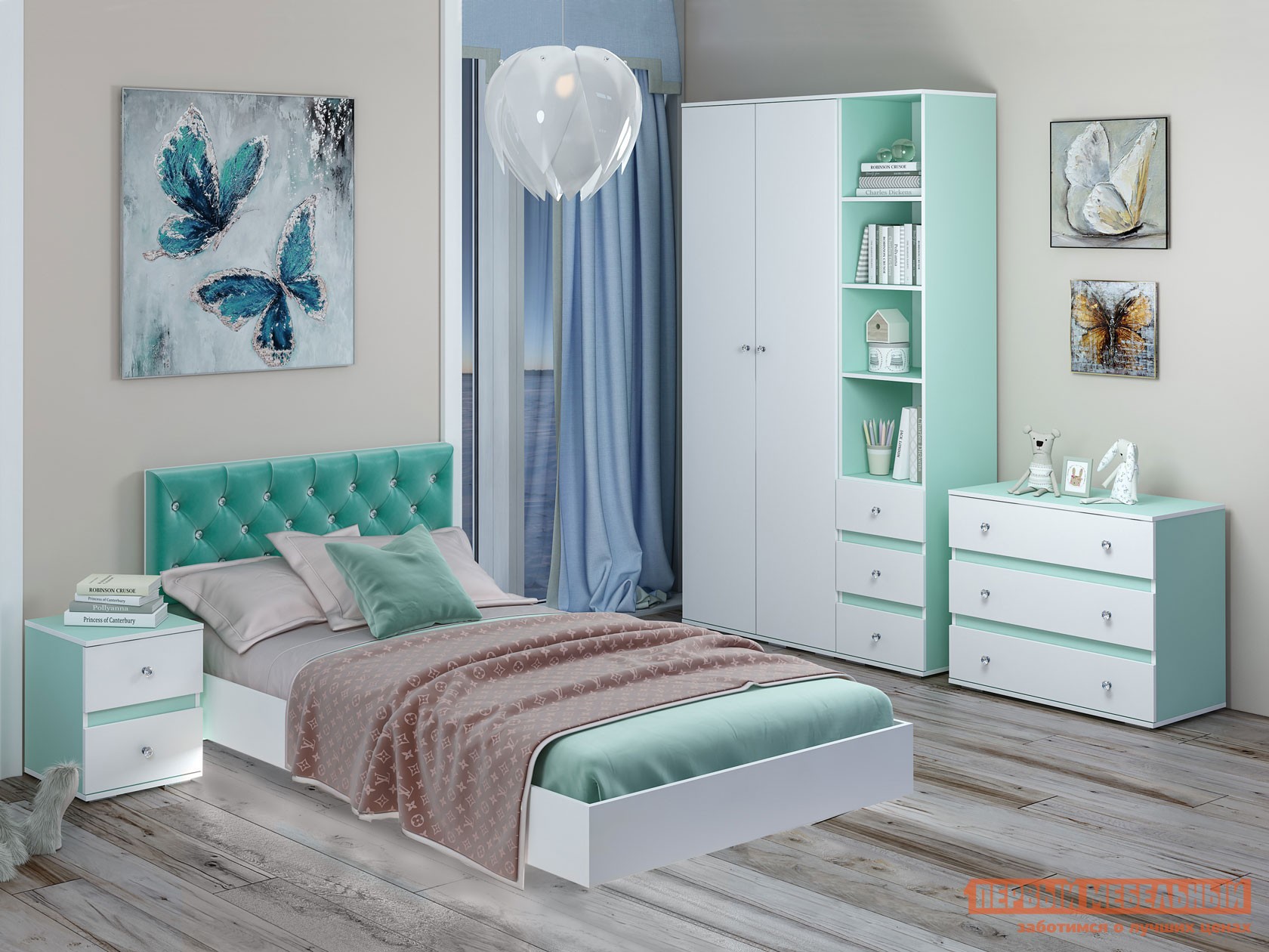 Комплект детской мебели  Тифани Кенди Белый / Кенди, Без подсветки кровати