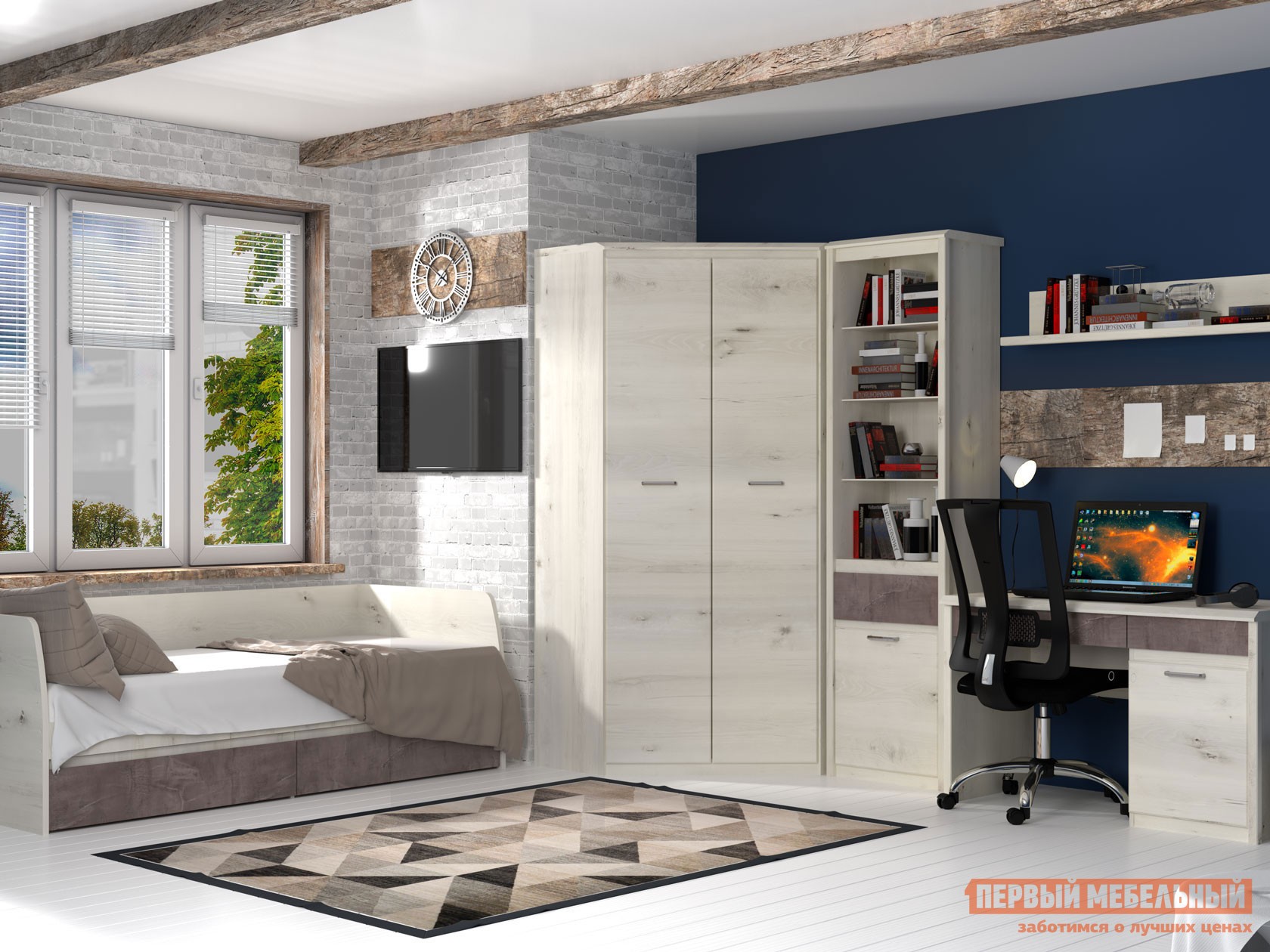 Комплект детской мебели  Бьерк Ольха полярная / Оникс