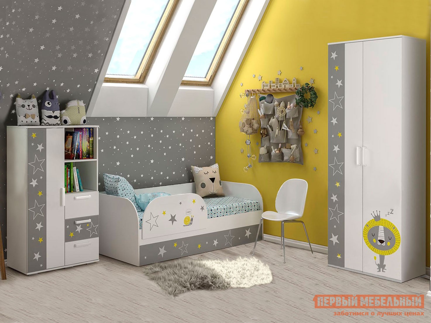 Комплект детской мебели  Трио Белый, звездное детство