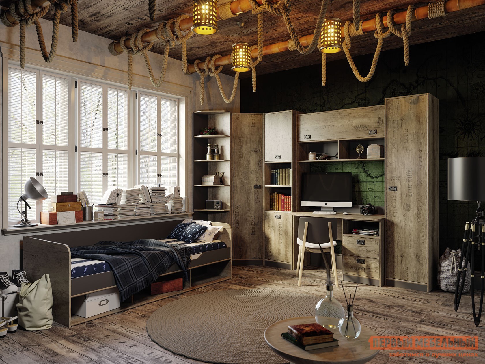 Комплект детской мебели  Пилигрим Дуб Каньон светлый / Серый