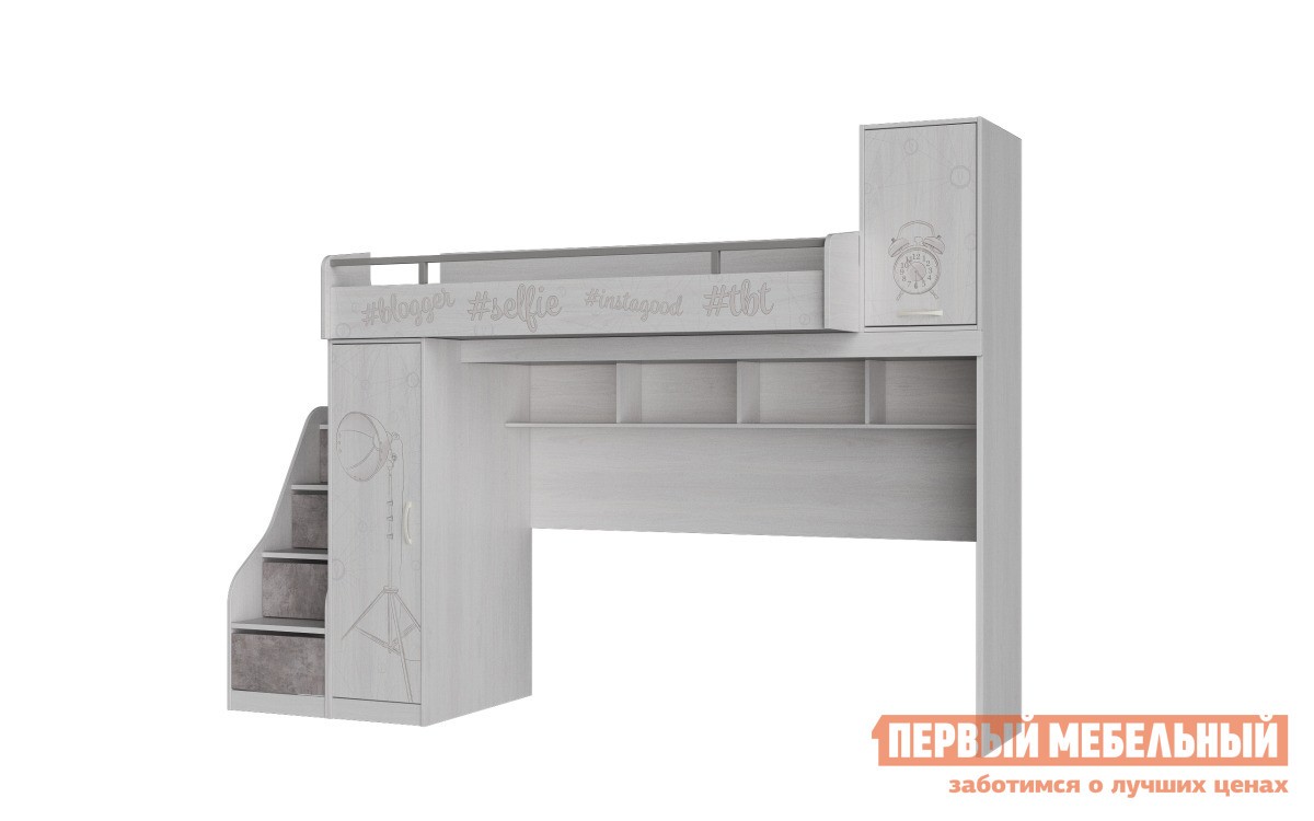 Кровать-чердак  Селфи Камень / Ясень Анкор