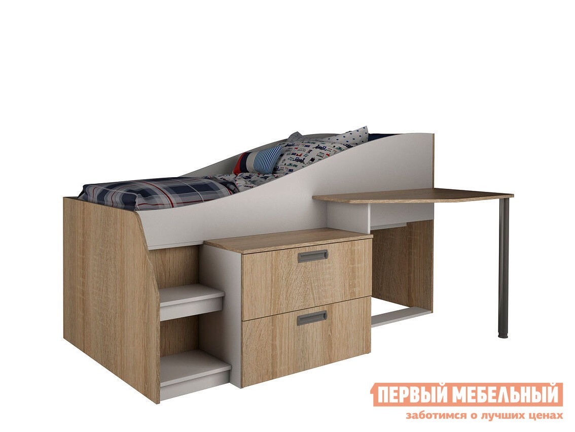 Кровать-чердак  Скаут 8 Дуб Сонома / Белый