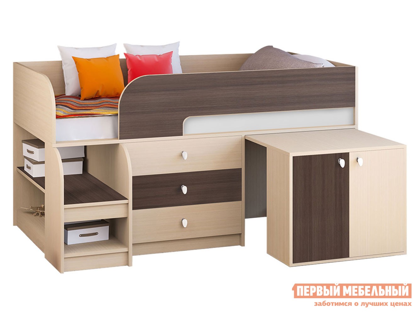 Кровать-чердак  Астра 9/7 Дуб Молочный / Дуб Шамони