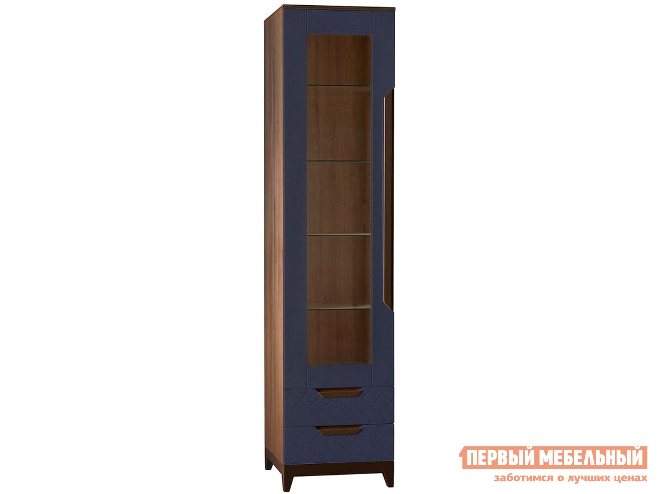 Шкаф-витрина  Сканди Орех Табак / Сапфир