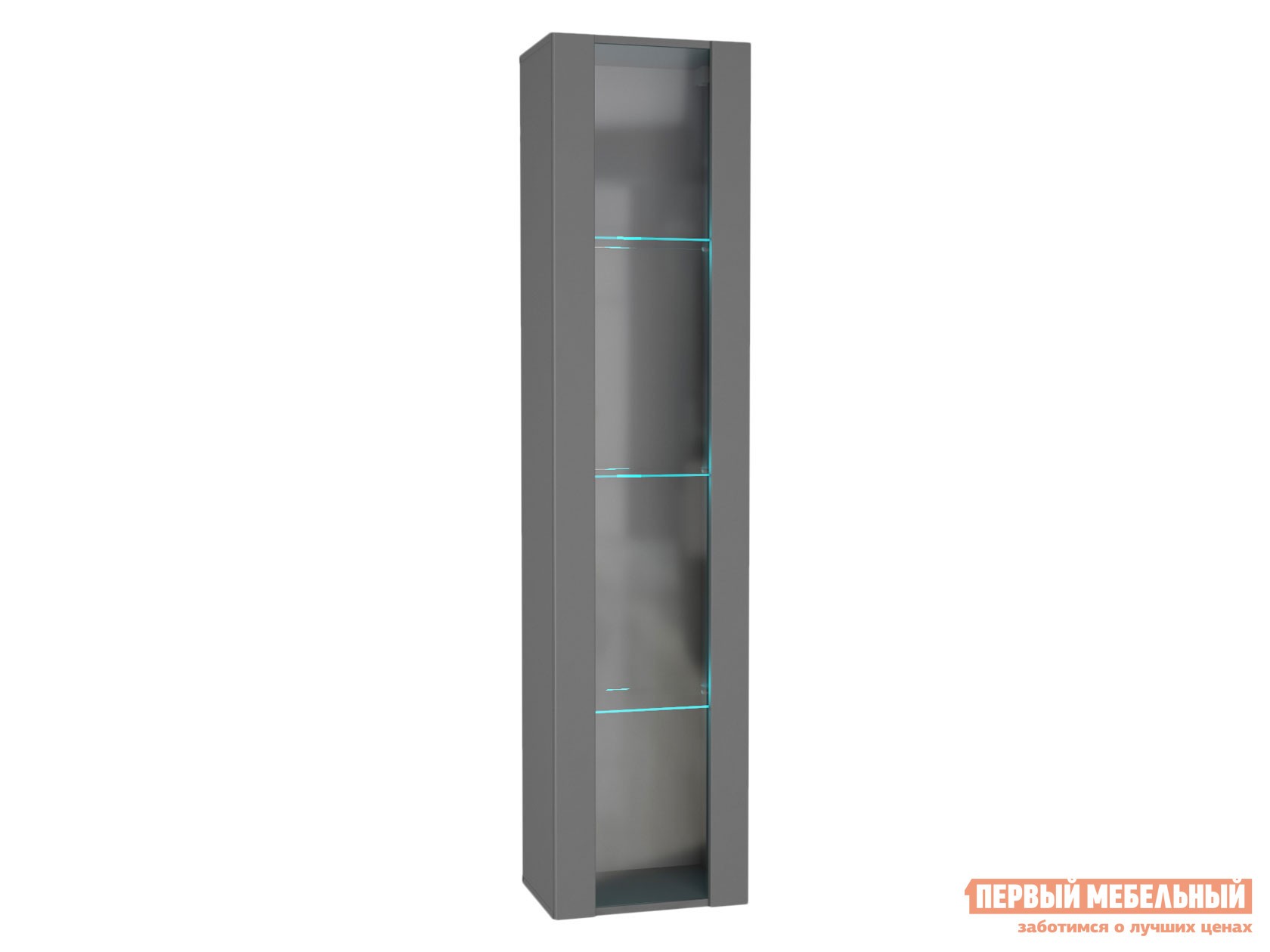 Шкаф-витрина  Поинт Серый графит / Стекло, С блоком питания