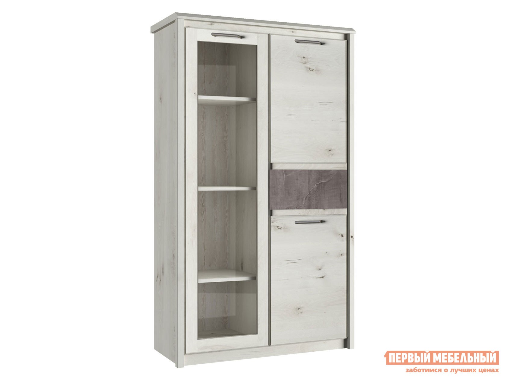 Шкаф-витрина  Бьерк Ольха полярная / Оникс