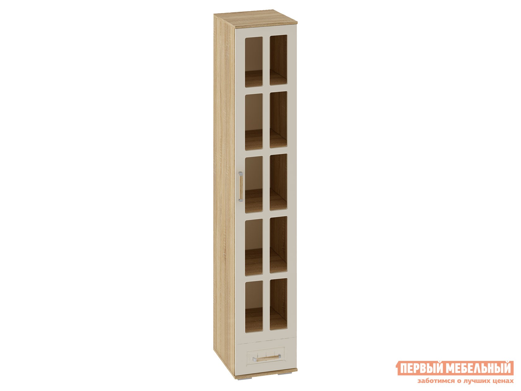 Шкаф-витрина  Маркиза Дуб Сонома / Крем Сатин