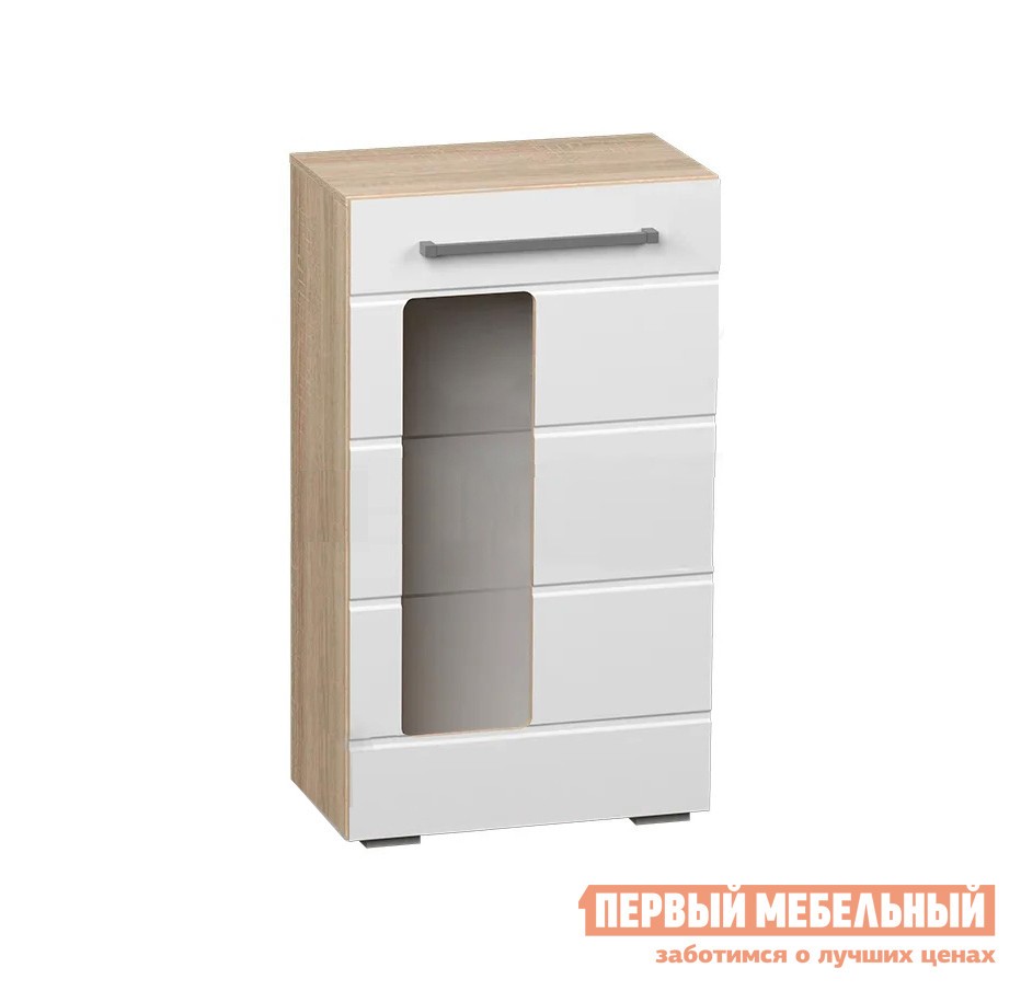 Шкаф-витрина  Милан Дуб Сонома / Белый глянец