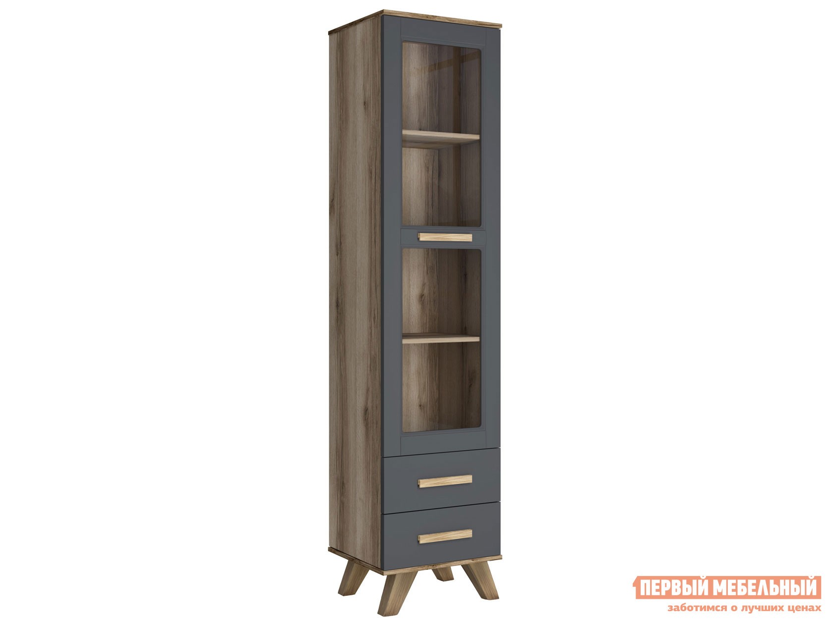 Шкаф-витрина  Вега Скандинавия Дуб Каньон / Силк флай