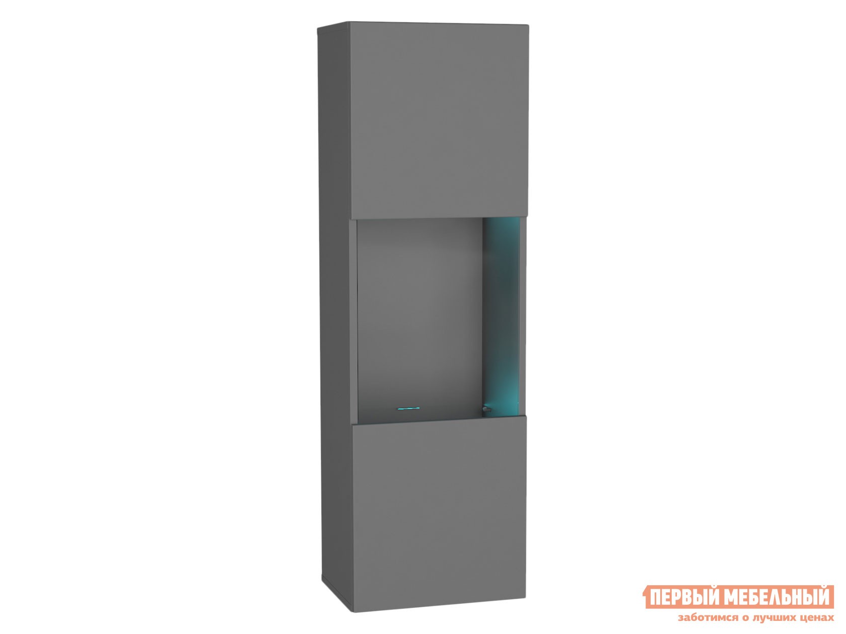 Шкаф-витрина  Поинт Серый графит / Стекло, С блоком питания