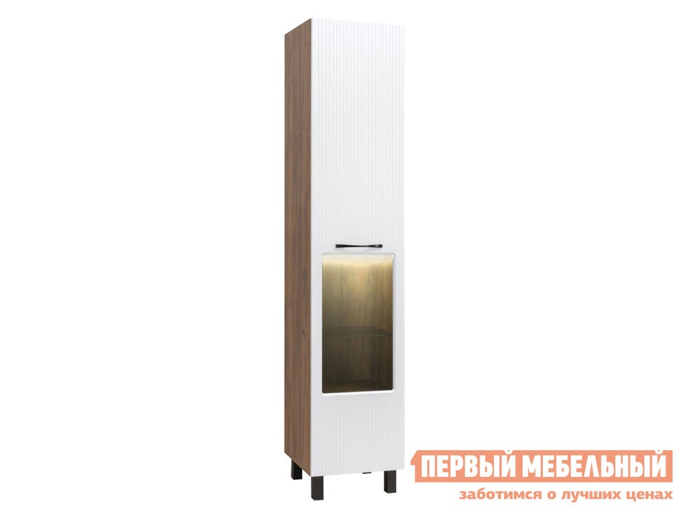 Шкаф-витрина  Манхеттен Дуб Крафт табачный / Белый / Тонированное стекло