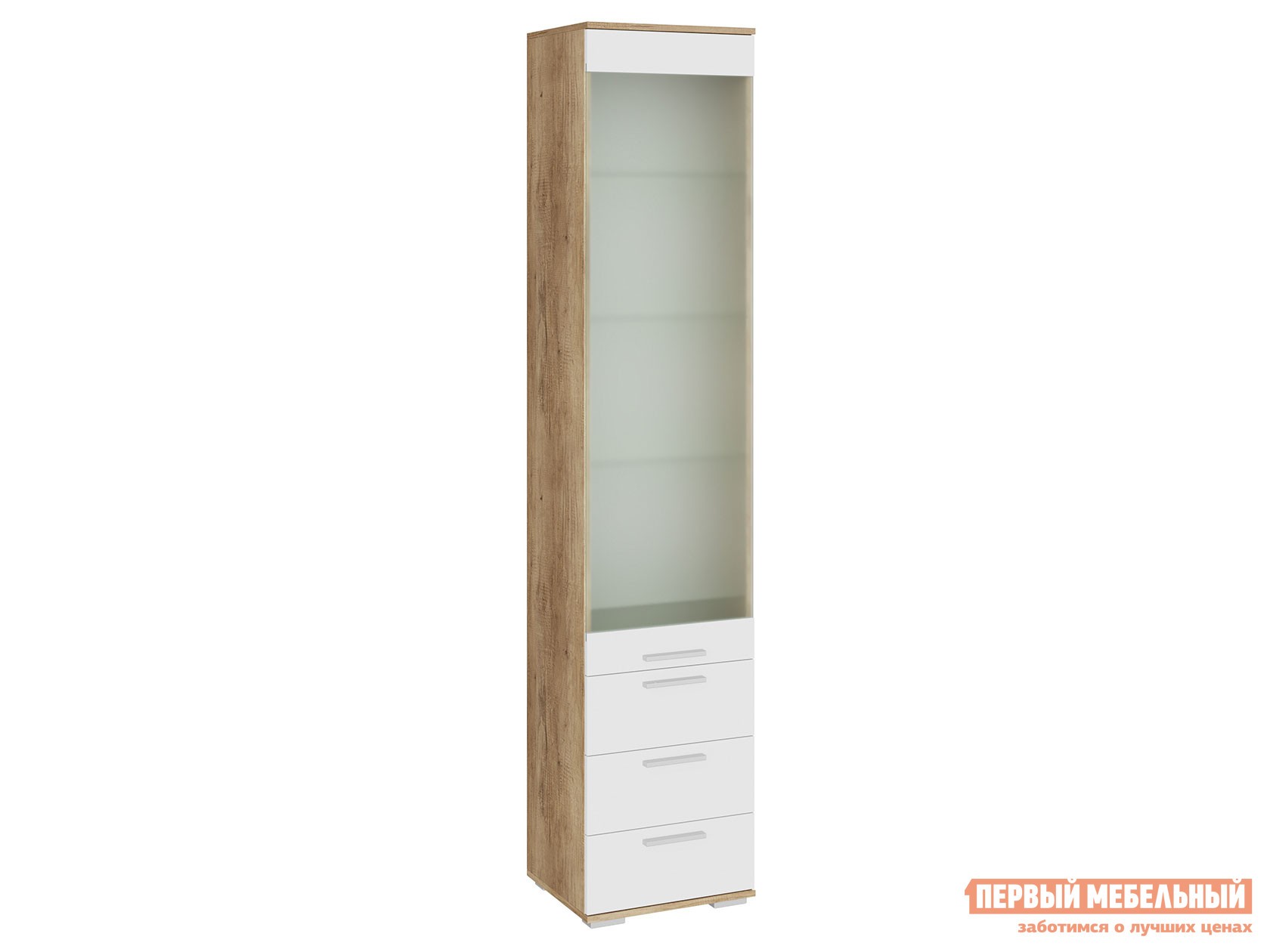 Шкаф-витрина  Лейла Дуб Каньон / Белый