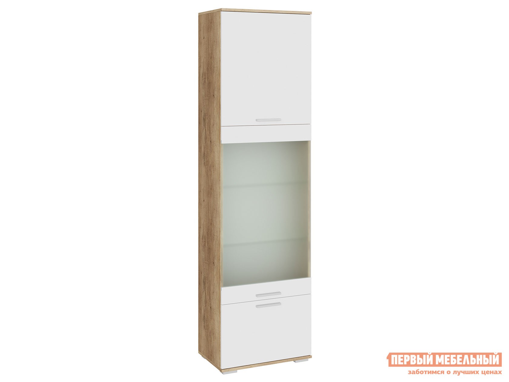 Шкаф-витрина  Лейла Дуб Каньон / Белый