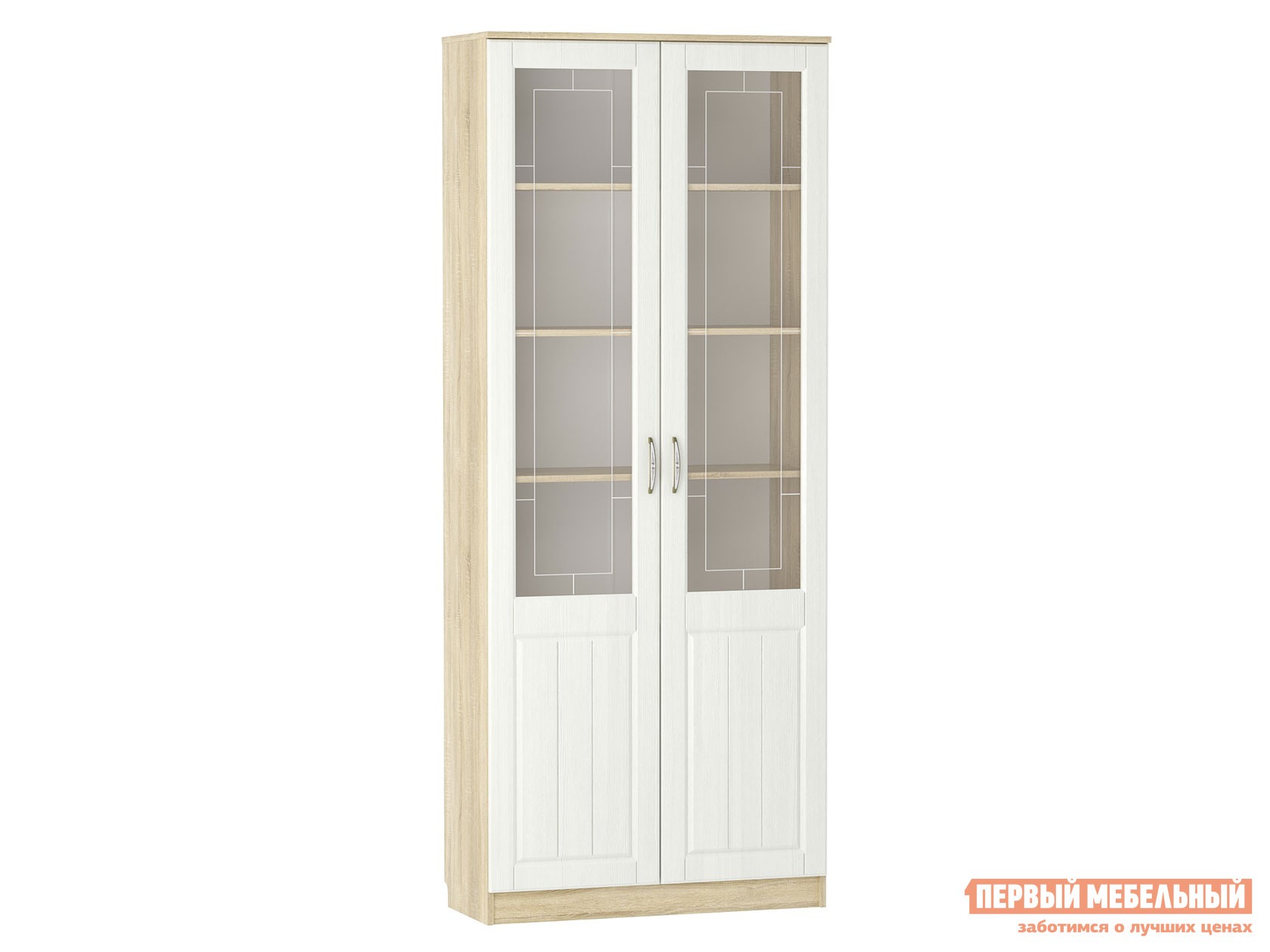 Шкаф-витрина  Оливия Лайт Дуб Сонома / Белое дерево
