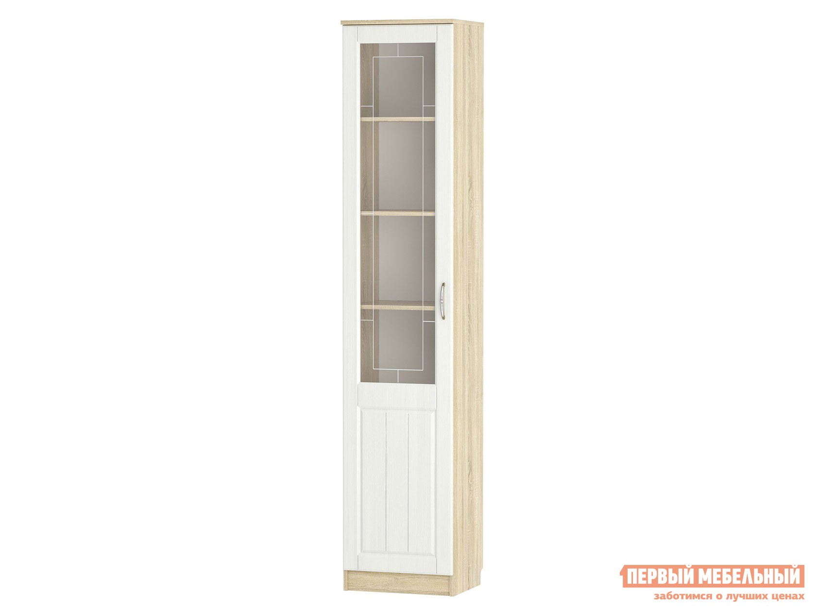 Шкаф-витрина  Оливия Лайт Дуб Сонома / Белое дерево, Левая