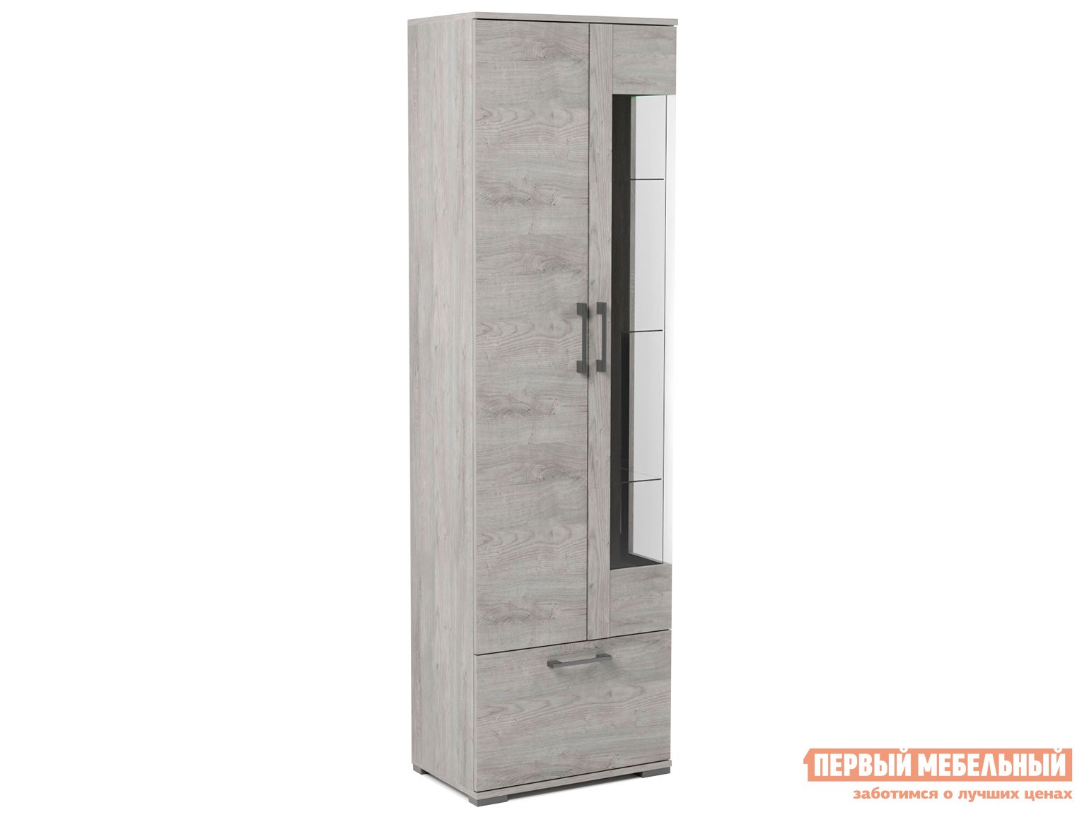 Шкаф-витрина  Денвер Риббек серый, Левая