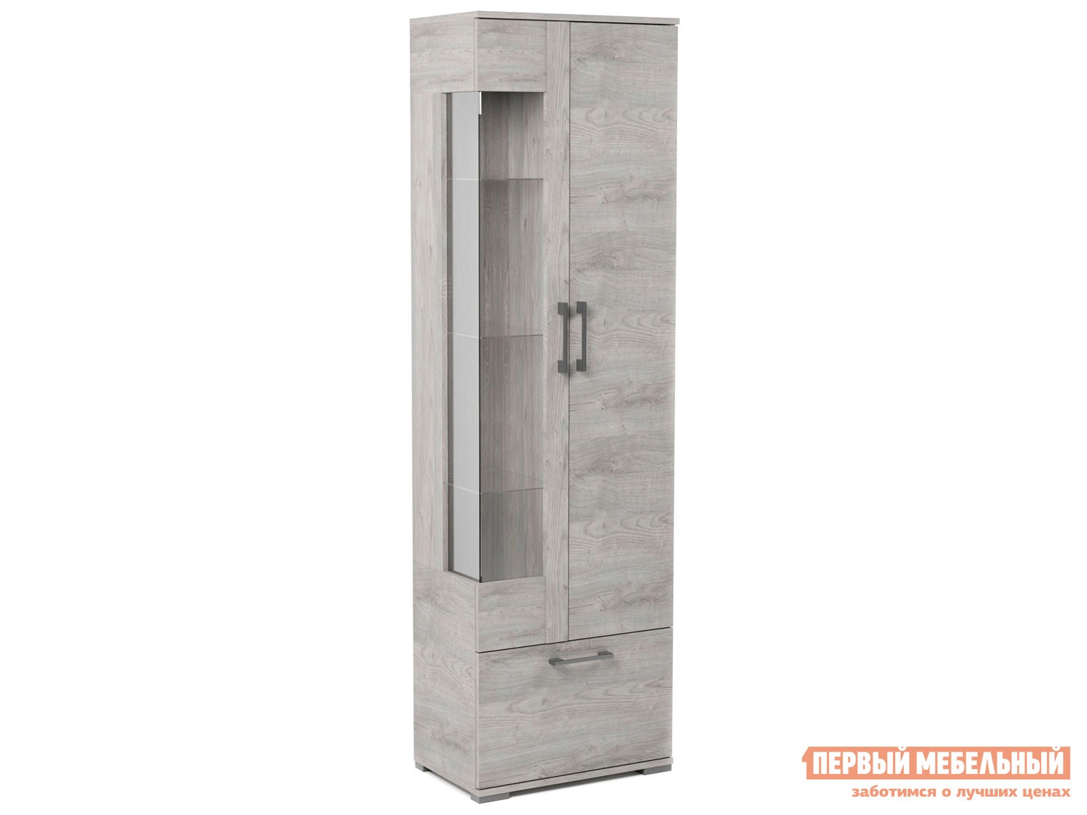 Шкаф-витрина  Денвер Риббек серый, Правая